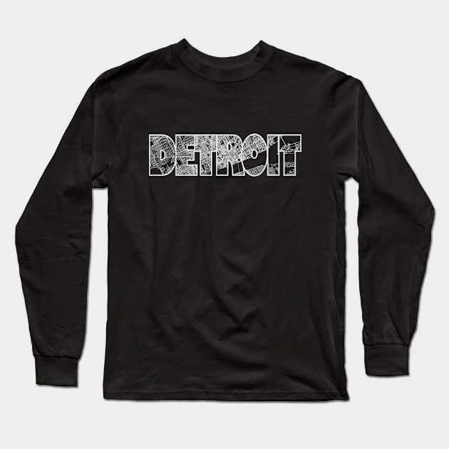 Detroit Street Map Long Sleeve T-Shirt by thestreetslocal